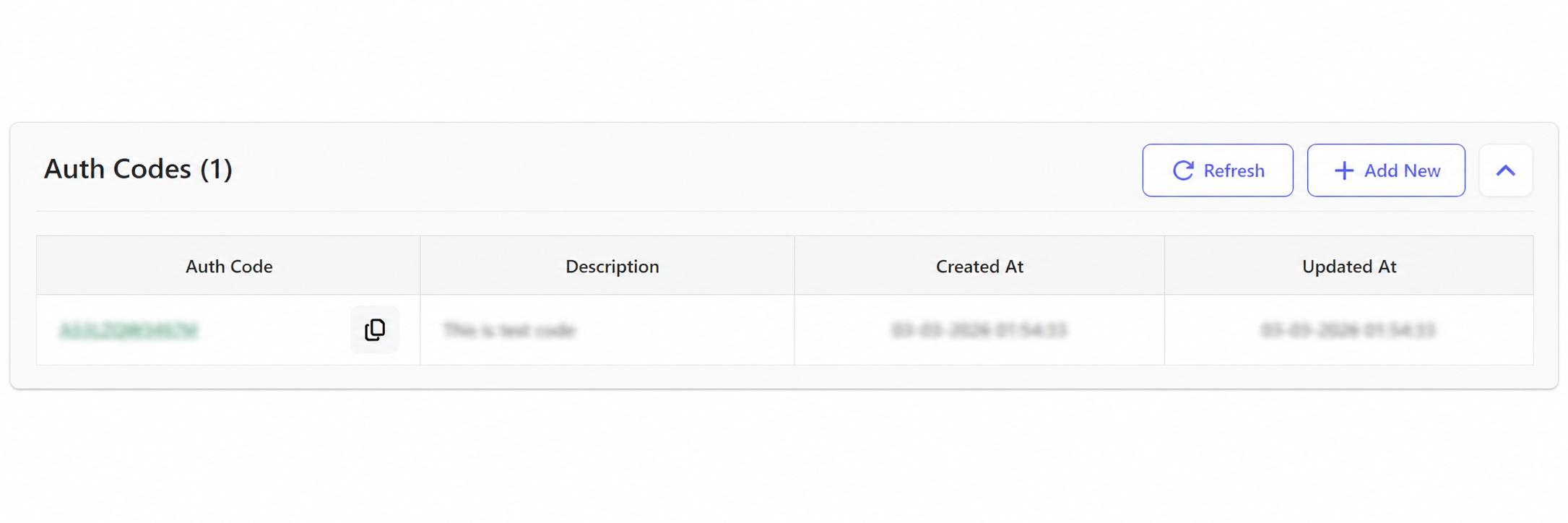 Auth Codes